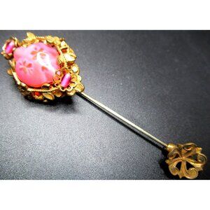 STANLEY HAGLER Pre Death Pink Art Glass Vintage Stick Pin